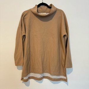 By Anthropologie Tan Long Sleeve Mock Neck Sweater